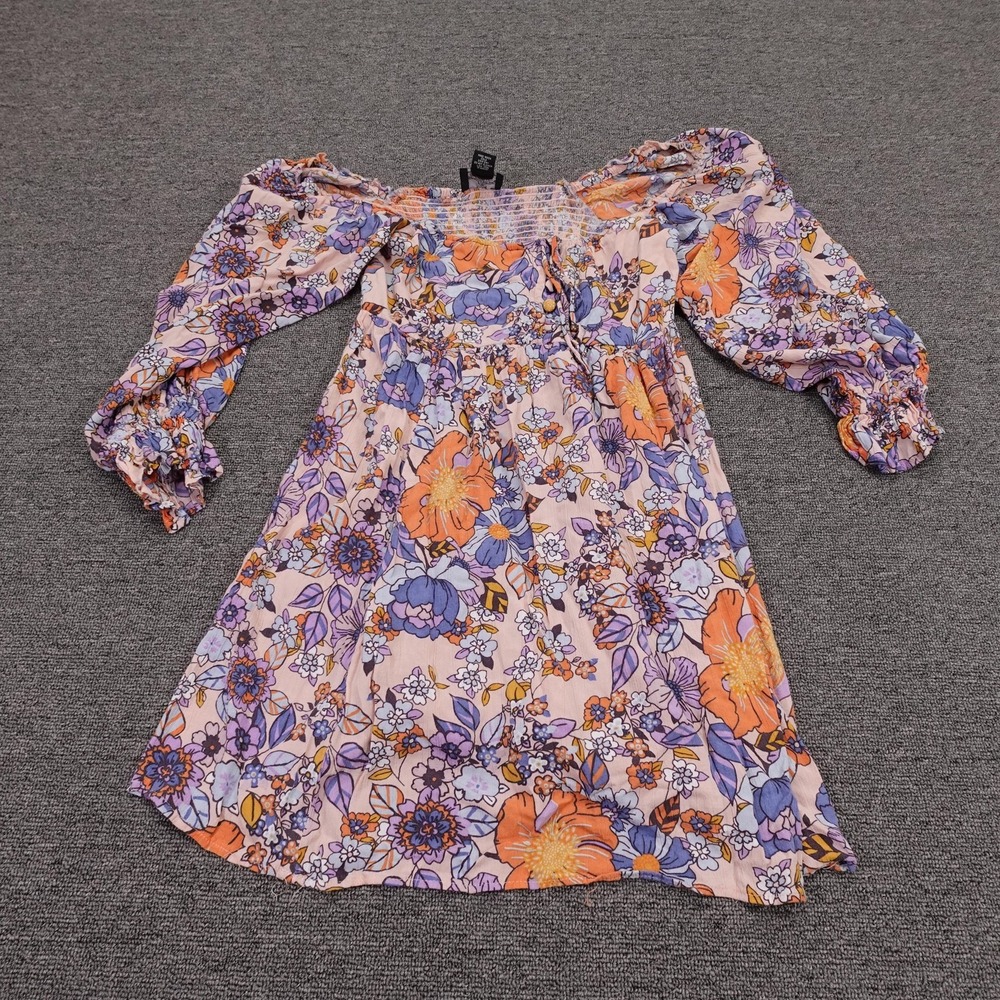 Angie Dress Womens Small Multicolor Floral‎ Off Shoulder Hi Low Boho Sundress